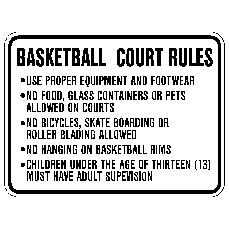 Basketball Court Rules Sign NHE 17661 Sports Fitness
