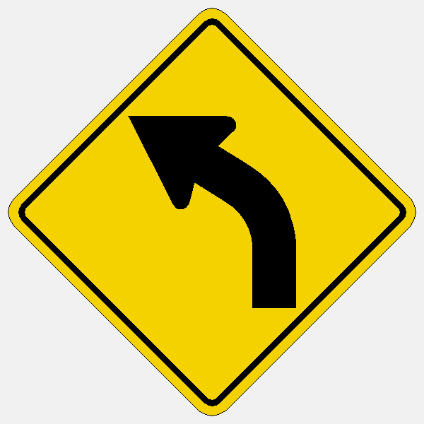 two way traffic sign curve