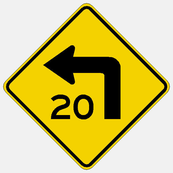 W1-1aL Left Turn Sign 30