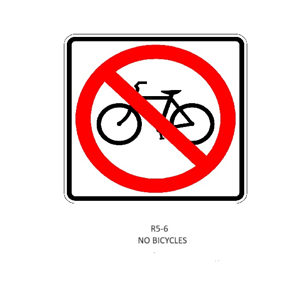 24" Sq. R5-6  No Bicycles Symbol - Traffic Sign 