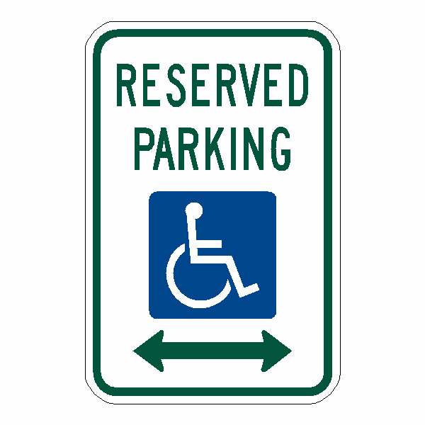 RESERVED-Handicap-Parking-with-arrows- Reflective Aluminum, 18
