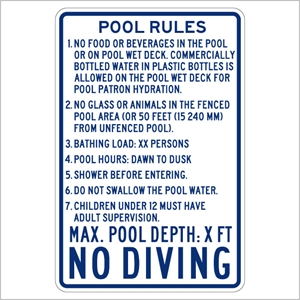 Pool Rules Sign, Florida Pool Rules