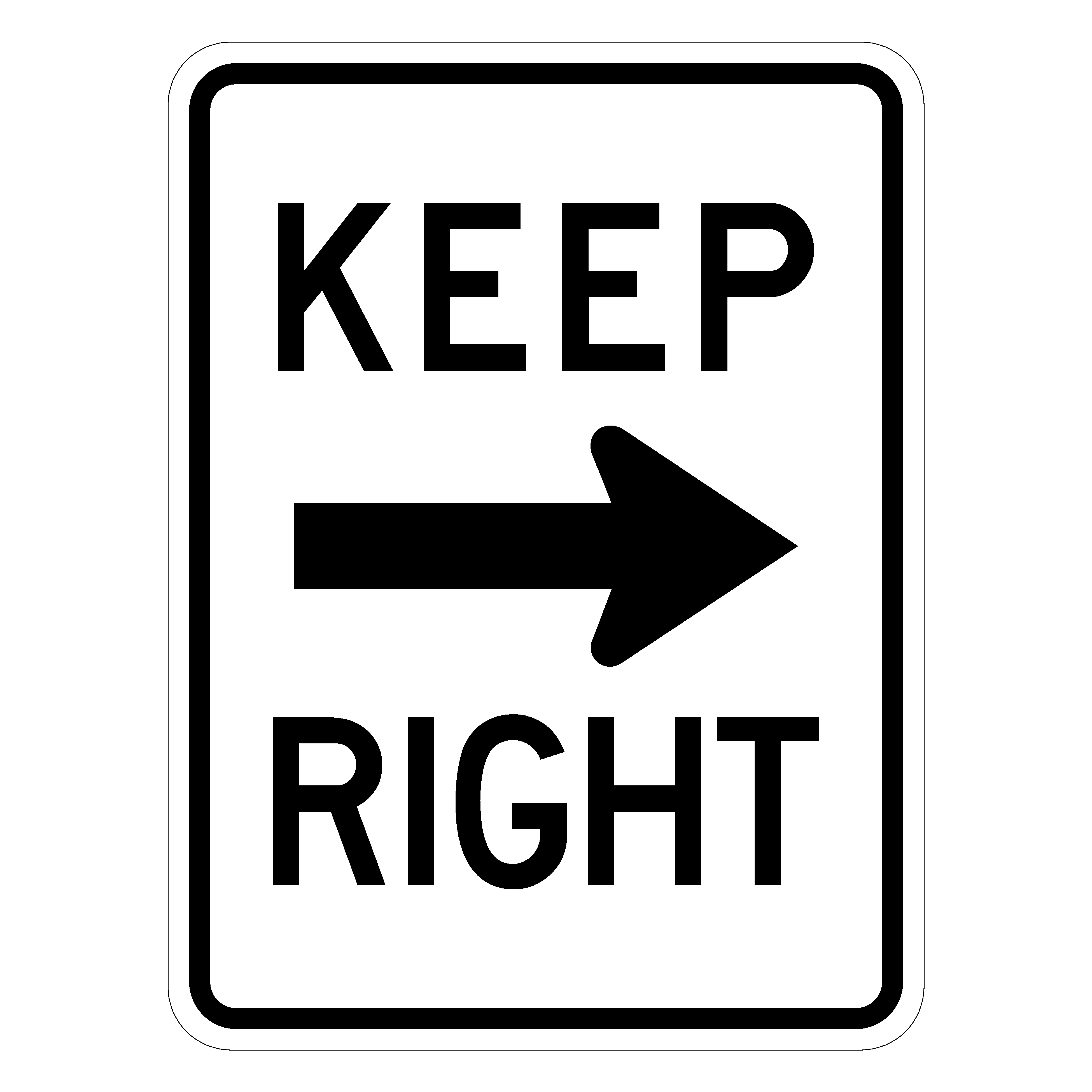 Keep Right w/ Right Arrow R4-7A Traffic Sign